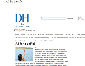 All for a Selfie - Deccan Herald - Inner Dawn Counsellor Kalas views featured