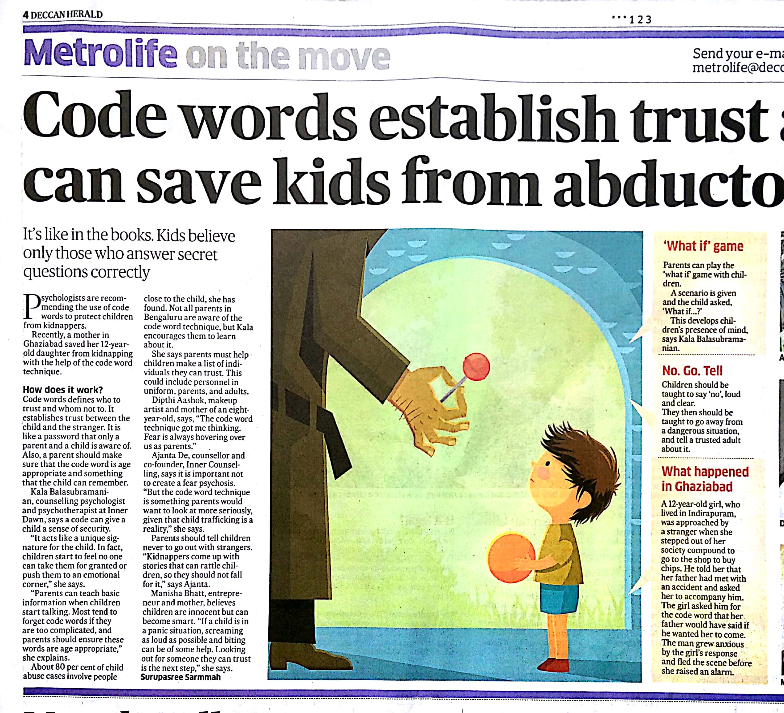 Code Words can enhance child safety – Kala Balasubramanian’s views featured on Deccan Herald