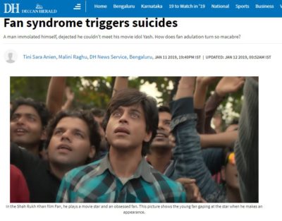 Fan Syndrome - Inner Dawn Counsellor Sangitas views featured on Deccan herald