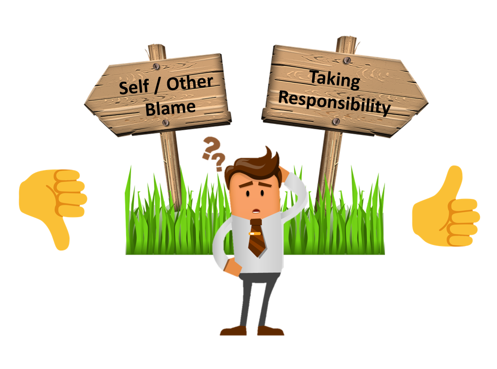 How is self-blame different from taking responsibility?