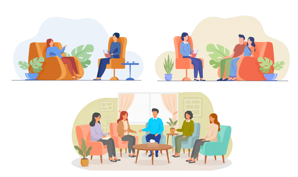 Individual Counselling / Psychotherapy, Couple Counselling / Relationship Therapy, Group Therapy